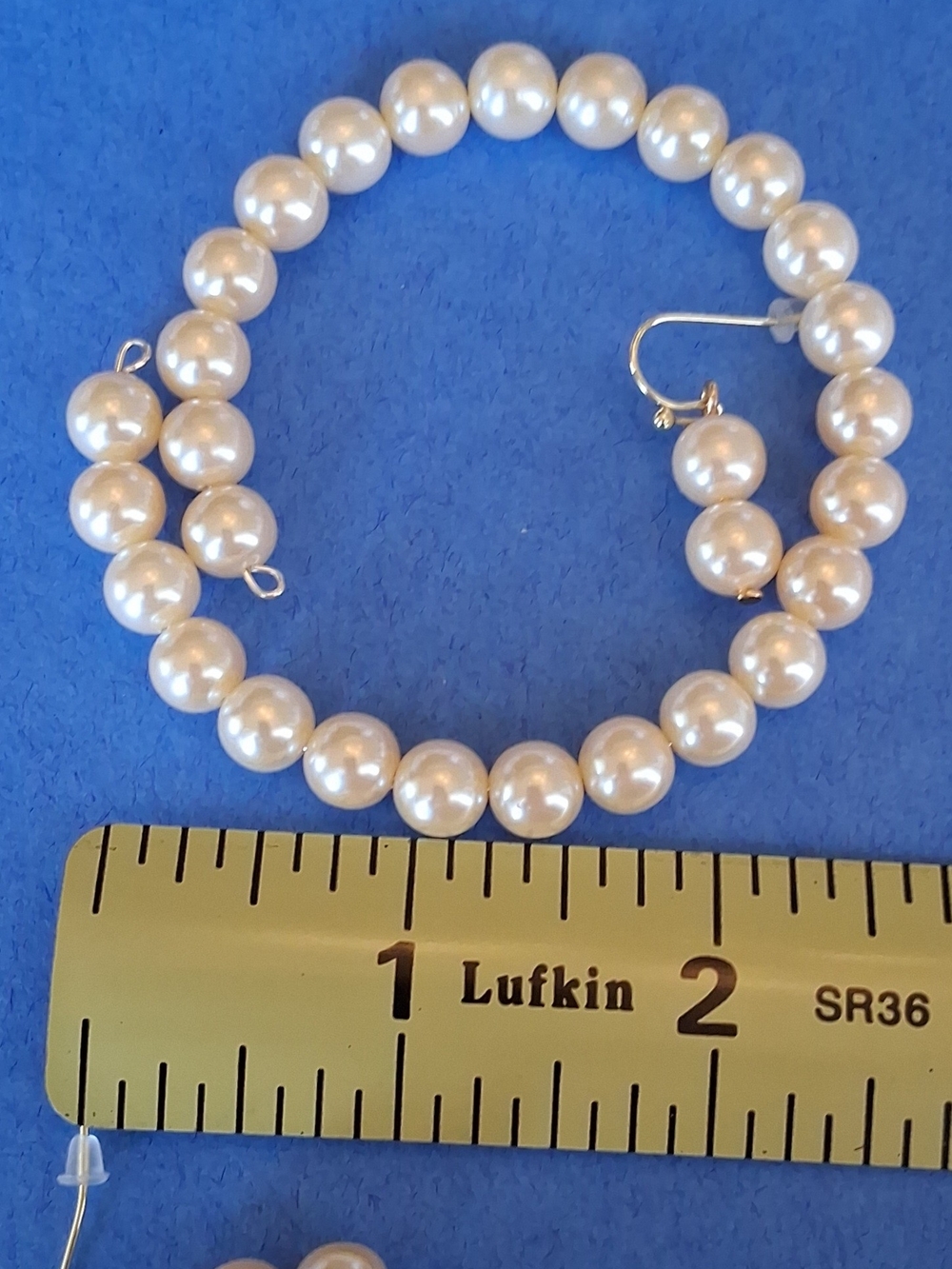 Classic Cream Faux Pearl Bracelet and Drop Earrings Set - Handmade - Picture 2 of 2